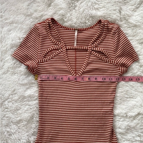 Free People | Frenchie Striped Cut Out Ribbed 90’s Y2K Tee - Picture 12 of 14